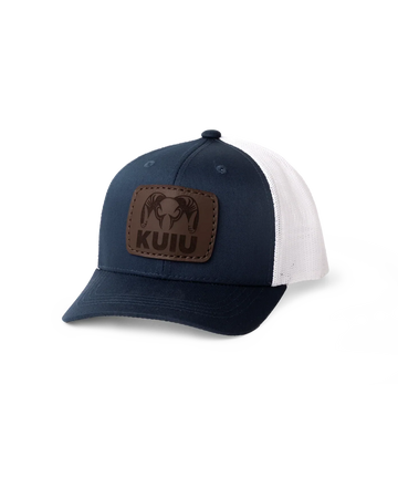 Youth Leather Patch Mesh Back Hat | Navy/White